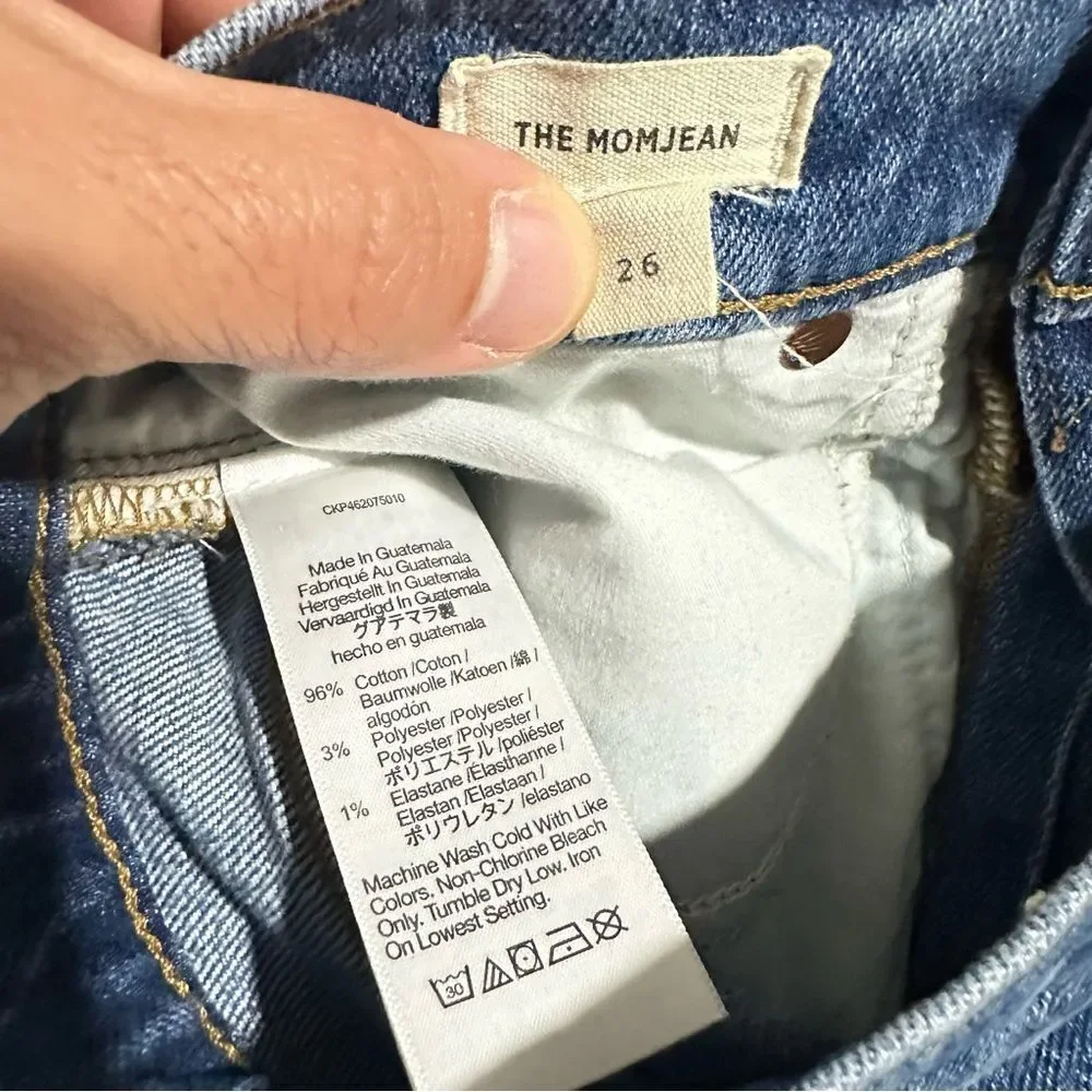 Madewell Jeans Womens Size 26 Straight Blue Denim Stretch The MomJean High Rise